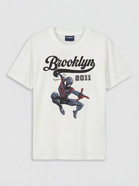 LCW Kids Bisiklet Yaka Spider-Man Baskılı Erkek Çocuk Tişört