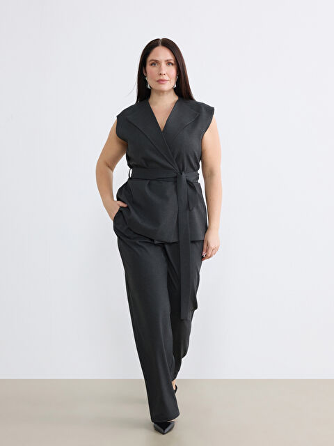 Soulife Loose Fit Geniş Paça Kadın Pileli Kumaş Pantolon - S6ND96Z8-CZM