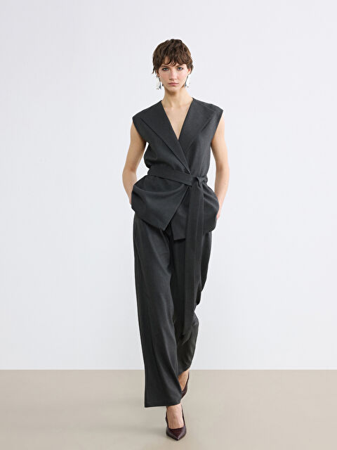 Soulife Loose Fit Geniş Paça Kadın Pileli Kumaş Pantolon - S6ND96Z8-CZM