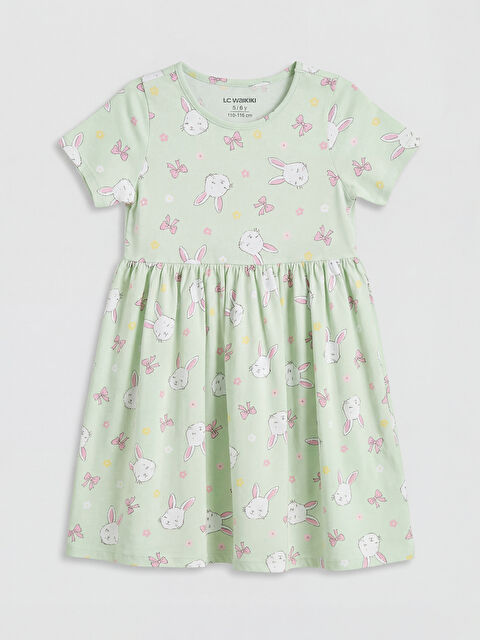 LCW Kids Bisiklet Yaka Desenli Kız Çocuk Elbise - S6NE36Z1-LRL