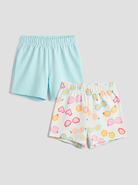 LCW Kids Kız Çocuk Basic ve Baskılı Şort 2'li
