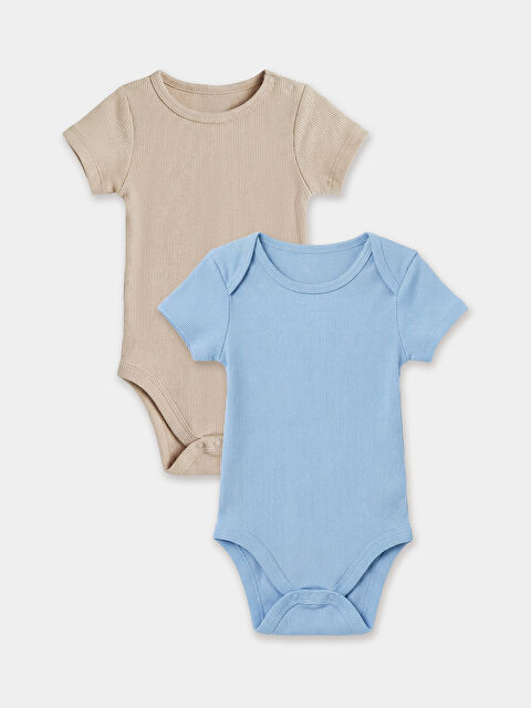 LCW baby Bisiklet Yaka Erkek Bebek Çıtçıtlı Body 2'li - S6NE80Z1-ZF8