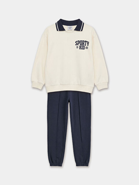 LCW Kids Polo Yaka Baskılı Erkek Çocuk Kalın Eşofman Takımı - S6NE84Z1-QVK