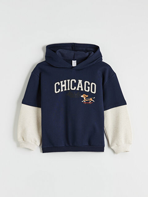 LCW Kids Kapüşonlu Baskılı Erkek Çocuk Kalın Sweatshirt - S6NF22Z1-KZZ