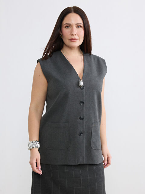 Soulife V Yaka Kadın Klasik Yelek