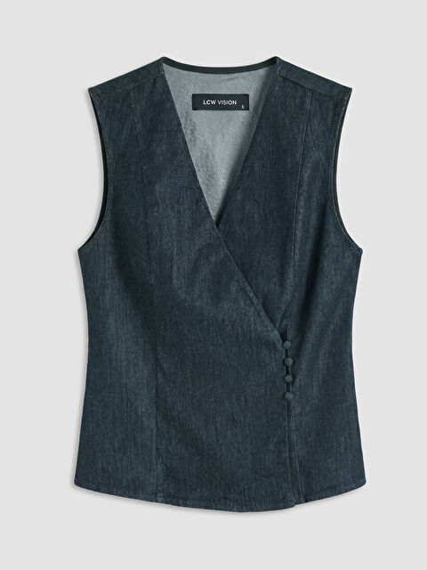 LCW Vision Kruvaze Yaka Kadın Jean Yelek - S6NF48Z8-309