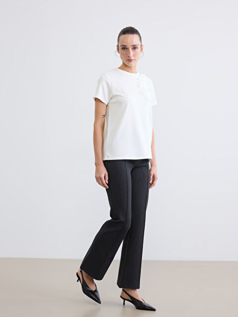 LCWAIKIKI Classic Dar Fit Çizgili İspanyol Paça Kadın Pantolon - S6NF58Z8-LFY