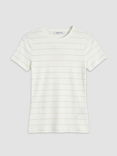 LCW EVERYDAY Bisiklet Yaka Çizgili Kadın Tişört - S6NF96Z8-LKK