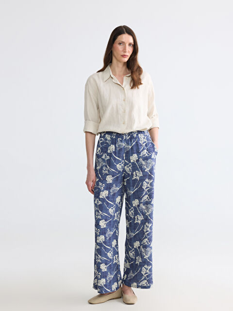 LCW Grace Beli Lastikli Çiçekli Kadın Pantolon