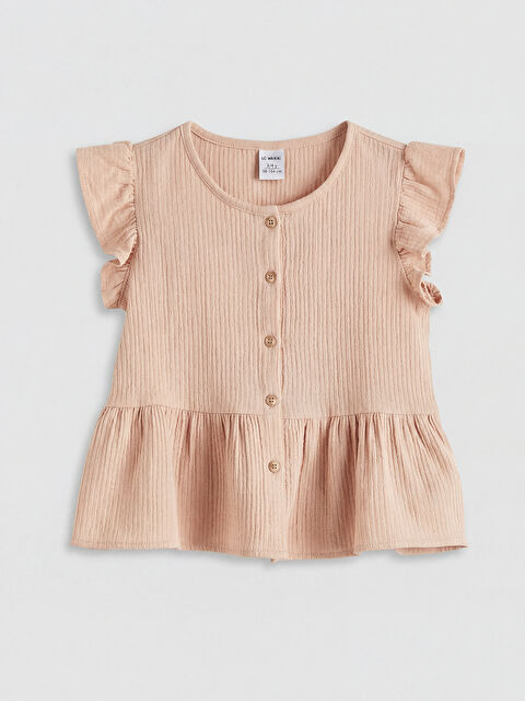 LC WAIKIKI Bisiklet Yaka Fırfırlı Müslin Kız Çocuk Gömlek - S6NG21Z4-FPK