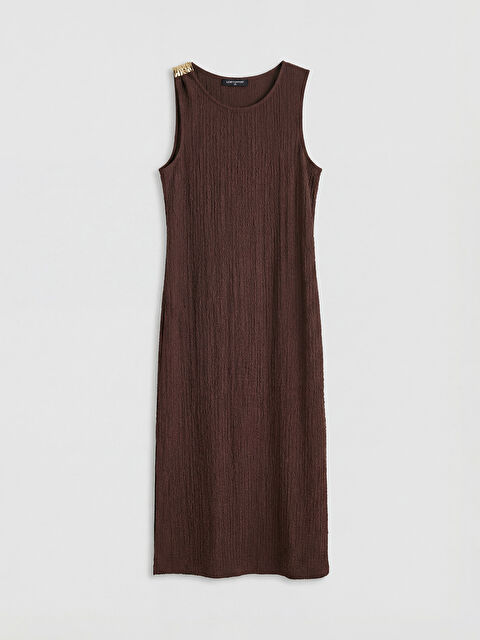 LCW Comfort Bisiklet Yaka Dokulu Elbise - S6NG24Z8-HMK