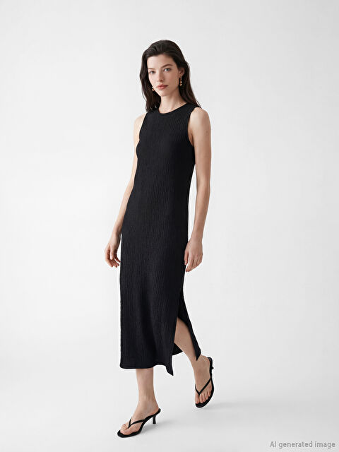 LCW Comfort Dokulu Uzun Elbise - S6NG24Z8-CVL