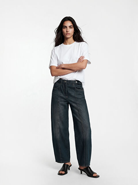 LCW Jeans Beli Kemerli Barrel Fit Kadın Jean Pantolon - S6NG42Z8-JVV