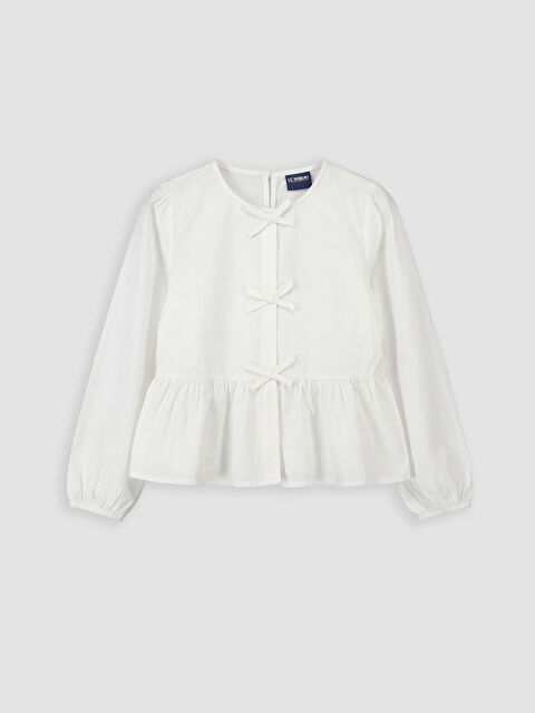 LCW ECO Fiyonk Detaylı Poplin Kız Çocuk Gömlek - S6NG60Z4-ZUY