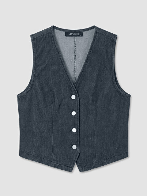 Natuvera V Yaka Kadın Jean Yelek - S6NG83Z8-ZZU