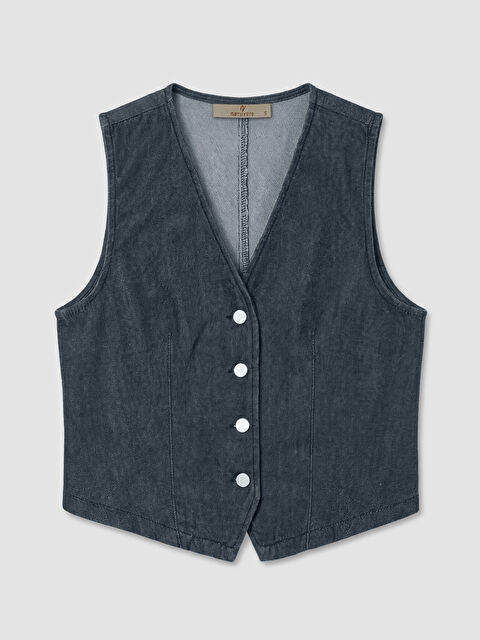 LCW Vision V Yaka Kadın Jean Yelek