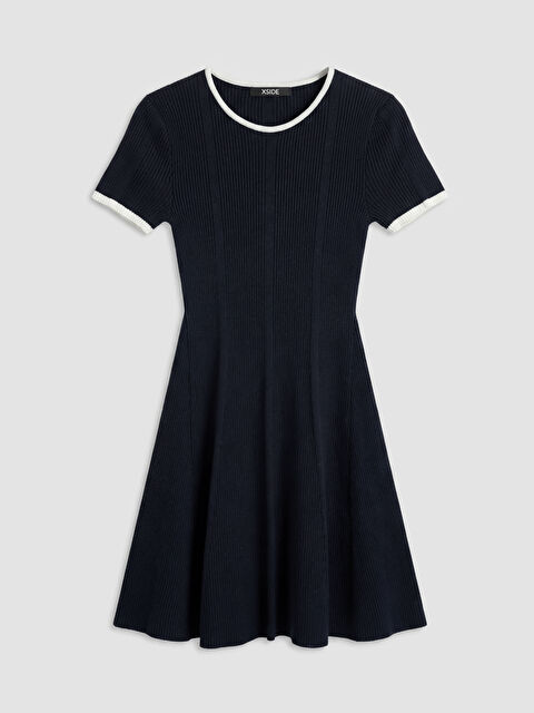 XSIDE Bisiklet Yaka Fırfırlı Mini Triko Elbise - S6NH07Z8-ZQM