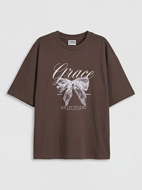 LCW Kids Bisiklet Yaka Baskılı Kız Çocuk Tişört - S6NH08Z4-ZD3