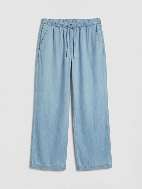 LCWAIKIKI Classic Beli Lastikli Wideleg Kadın Jean Pantolon