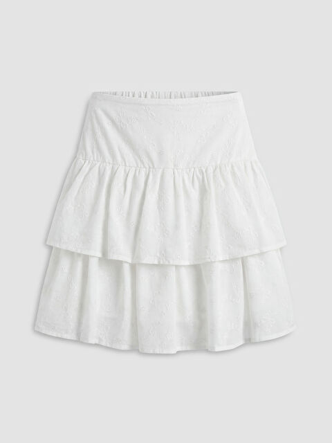 LCW Kids Kız Çocuk Katlı Brode Etek