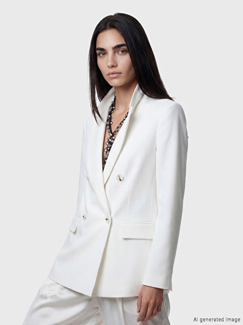 LCW Vision Kruvaze Yaka Krep Kadın Blazer Ceket