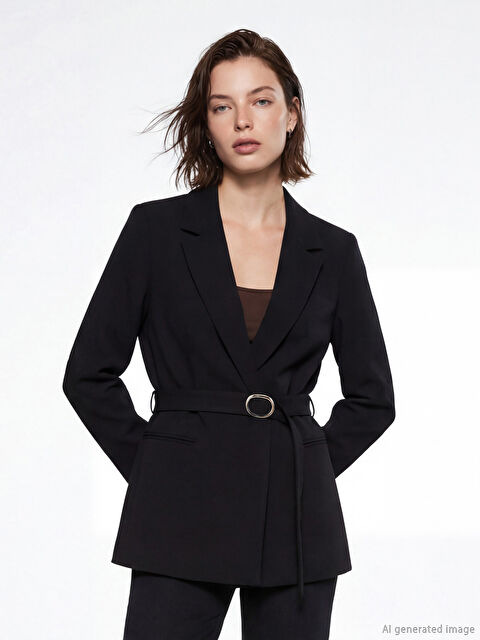 LCW Vision Kemerli Krep Kadın Blazer Ceket - S6NH90Z8-CVL