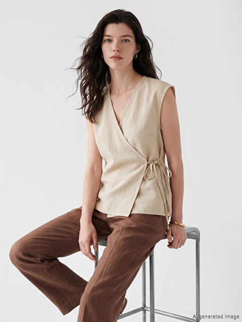 LCW Comfort Kruvaze Yaka Bluz