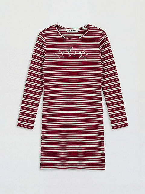 LCW Kids Bisiklet Yaka Taşlı Kız Çocuk Elbise