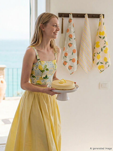 LCW HOME Yuvarlak Limon Baskılı Seramik Ayaklı Sunumluk