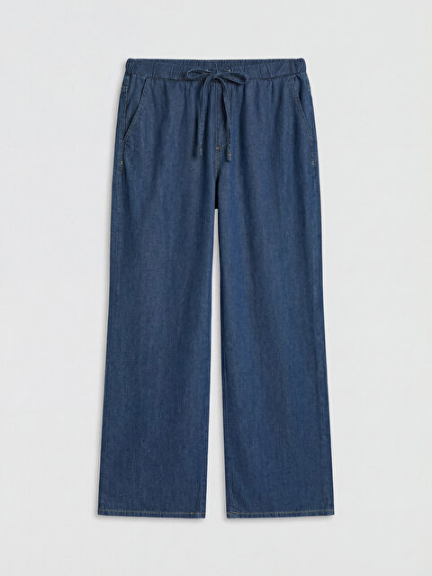 LCWAIKIKI Classic Beli Lastikli Wideleg Kadın Jean Pantolon