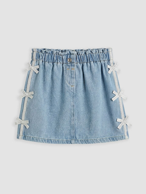 LCW Kids Beli Lastikli Fiyonklu Kız Çocuk Jean Etek - S6NI75Z1-507