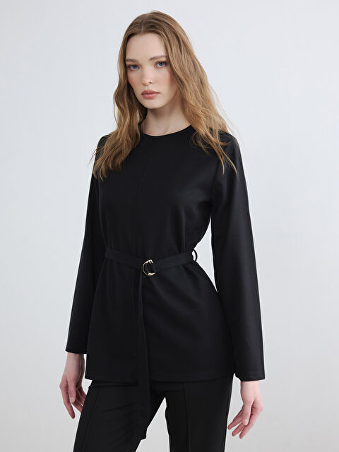 LCW Modest Bisiklet Yaka Kemerli Kadın Sweatshirt Tunik