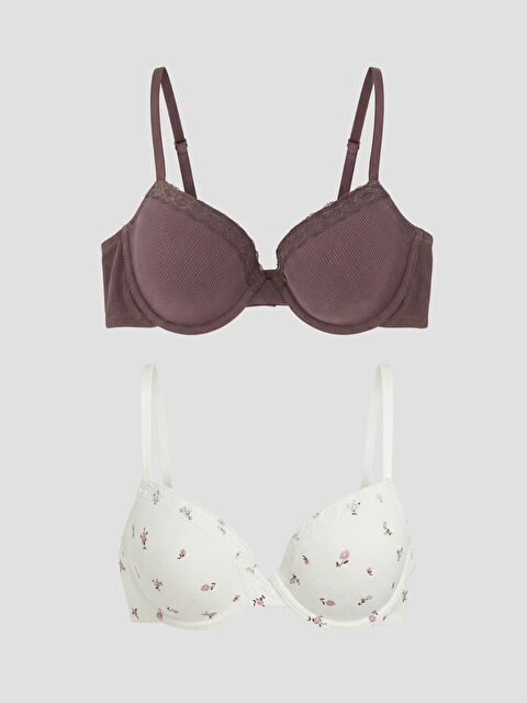 LCW DREAM Balensiz Dolgusuz Çiçekli Tişört Sütyen 2'li - S6NJ54Z8-LRA