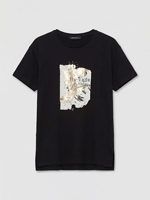 LCW EVERYDAY Bisiklet Yaka Baskılı Kadın Tişört