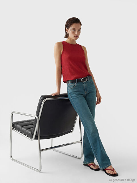 LCW Jeans Yüksek Bel Flare Kadın Jean Pantolon - S6NK73Z8-507