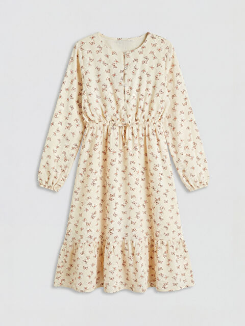 LCW Kids Bisiklet Yaka Desenli Kız Çocuk Elbise - S6NL27Z4-LQA