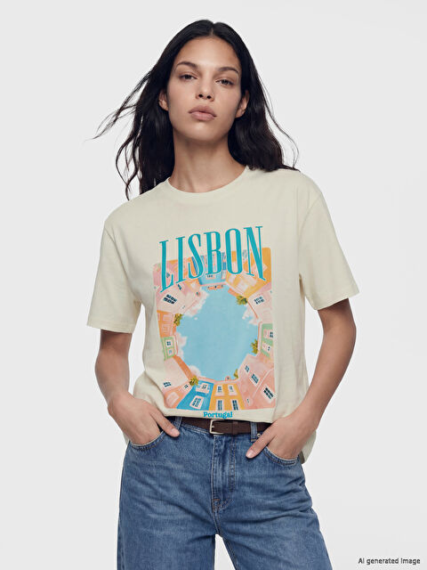 LCW Vision Μπλουζάκι Lisbon Printed Oversize για γυναίκες