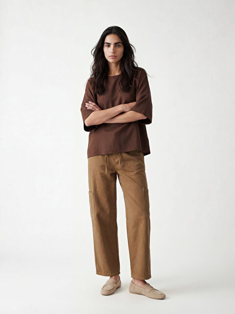 LCW Jeans Beli Lastikli Kadın Kargo Jean Pantolon - S6NL39Z8-GSQ