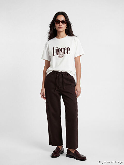 LCW Jeans Beli Lastikli Kadın Kargo Jean Pantolon - S6NL39Z8-HDT