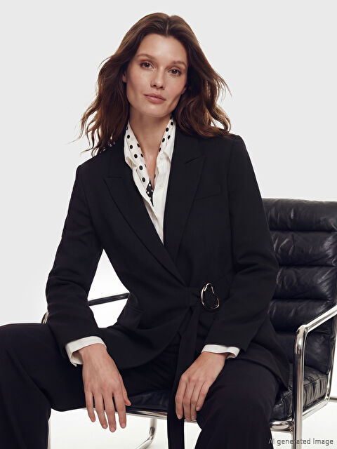 LCW Modest Kruvaze Yaka Kadın Blazer Ceket