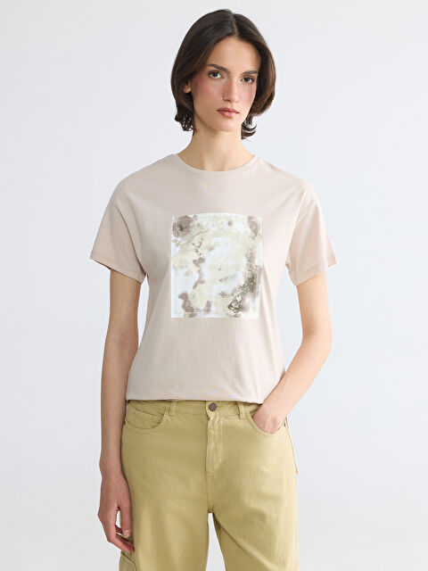 LCW EVERYDAY Bisiklet Yaka Baskılı Kadın Tişört