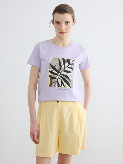 LCW EVERYDAY Bisiklet Yaka Baskılı Kadın Tişört