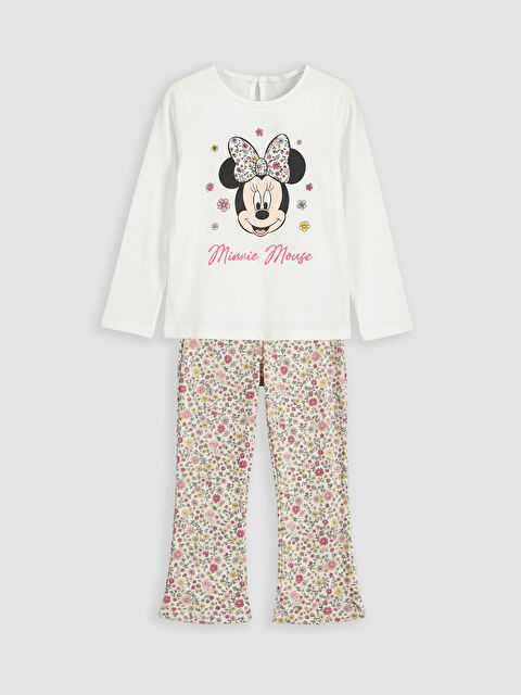 LCW Kids Minnie Mouse Baskılı Kız Çocuk Tişört ve Tayt Pantolon - S6NL66Z1-R9J