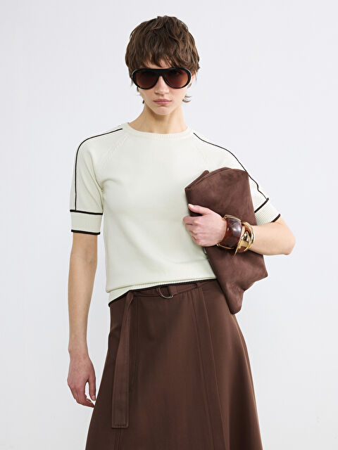 Soulife Bisiklet Yaka Çizgili Kadın Triko Kazak - S6NL86Z8-FDU