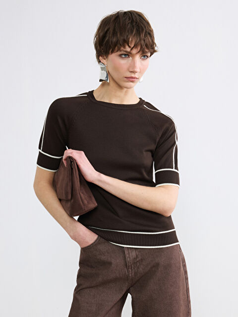 Soulife Bisiklet Yaka Çizgili Kadın Triko Kazak - S6NL86Z8-J0V