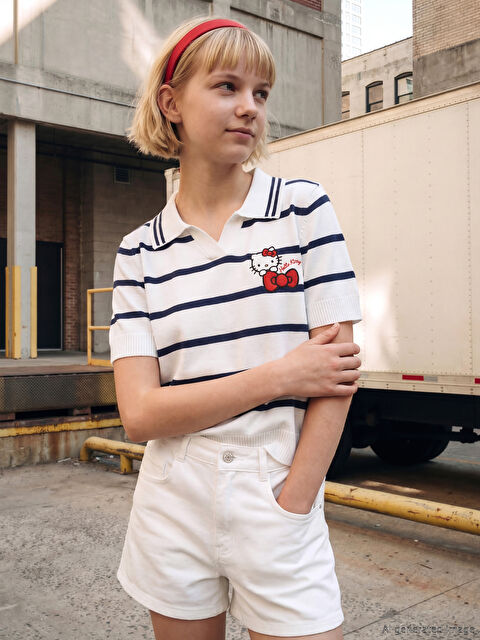 LCW Kids Hello Kitty Nakışlı Kız Çocuk Triko Kazak - S6NM02Z4-SZ5