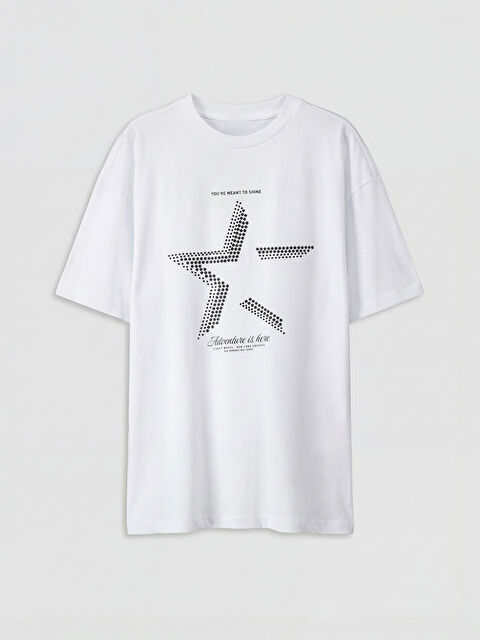 LCW Kids Bisiklet Yaka Yıldız Baskılı Kız Çocuk Tişört - S6NM20Z4-Q6K