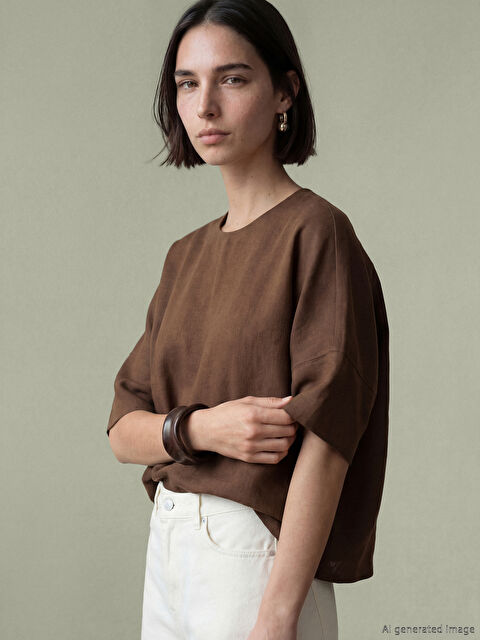 LCW Vision Bisiklet Yaka Oversize Bluz - S6NM23Z8-1FY