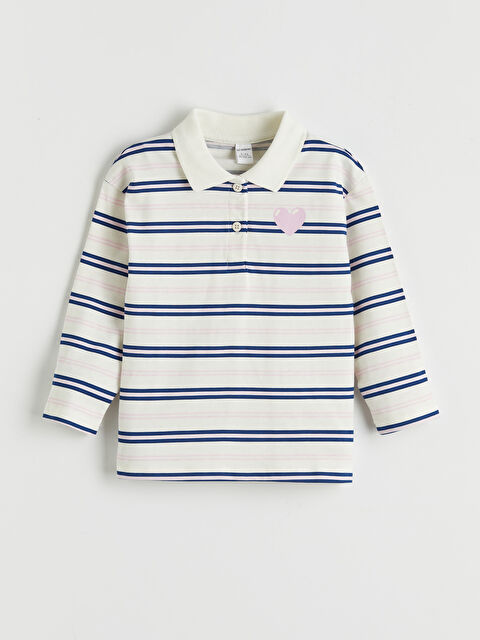 LCW Kids Polo Yaka Çizgili Kız Çocuk Tişört - S6NM68Z1-LRA