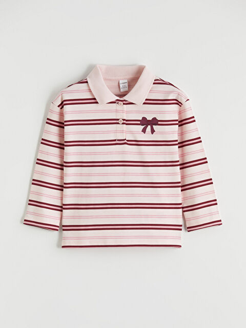 LCW Kids Polo Yaka Çizgili Kız Çocuk Tişört - S6NM68Z1-LT4